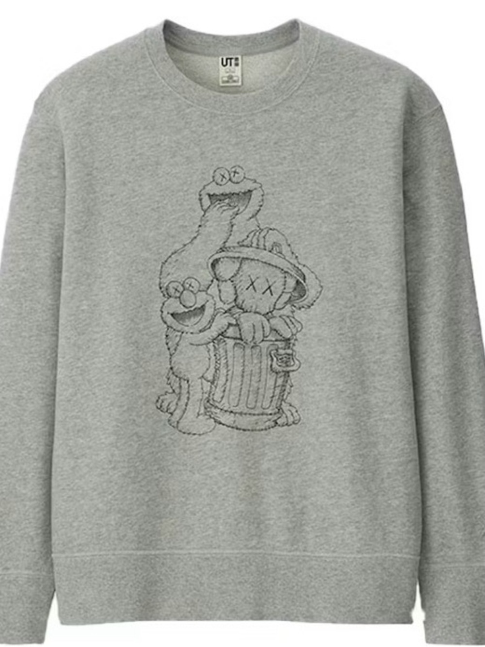 KAWS x UNIQLO x Sesame Street Companion Trash Can Outline Sweatshirt